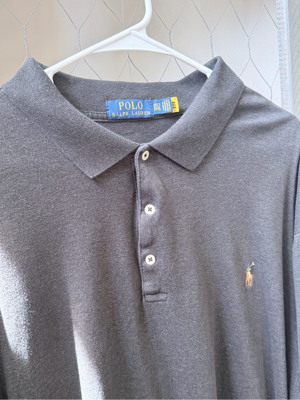 Men’s Polo Ralph Lauren 3XLT Big Tall Dark Gray Pony Logo Polo Shirt Pima Cotton